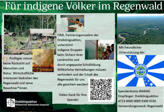 Flyer: Dreikönigsaktion Für inidgene Völker im Regenwald